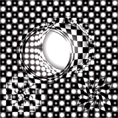 Black - white background distortion. textile . Vector illustration .