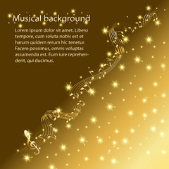 Greeting card with gold stave