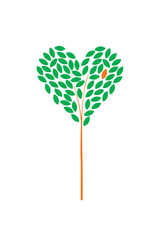 Cute tree with green leaves shaping a heart. Charity or environment concept - 136679592