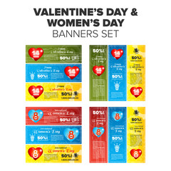 Naklejka premium Valentine and women day banner set