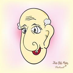 portrait cartoon drawing of the funny old man