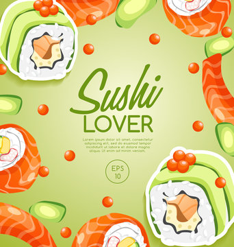 Sushi Rolls Elements : Vector Illustration