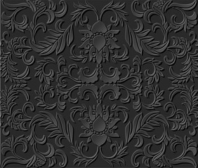 3D paper art pattern botanic garden flower vine leaf