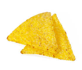corn nachos on white background
