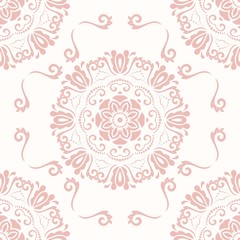 Seamless classic vector pink pattern. Traditional orient ornament. Classic vintage background