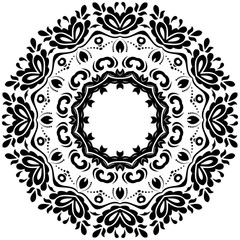 Elegant vector round black ornament in classic style. Abstract traditional pattern with oriental elements, Classic vintage pattern