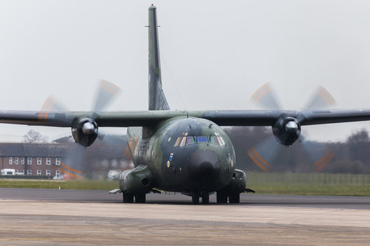 German C-160 Transall taxis down the runway