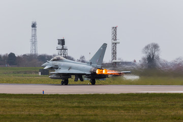 Afterburners on an RAF Typhoon