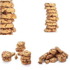 Chocolate chip cookie on white