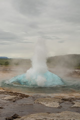 Scenic erupting geyser
