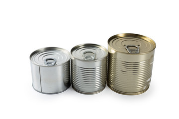 metal cans on a white background.