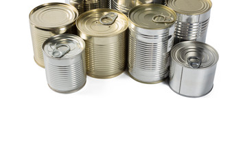 metal cans on a white background.