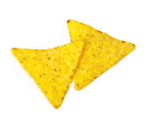 corn nachos on white background