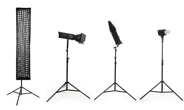Photo studio lighting equipment isolated on white