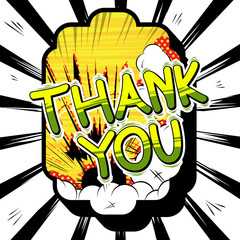 Thank You - Comic book style word on abstract background.