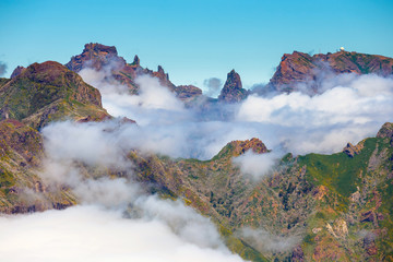 beautiful cloudscape above the mountains, Madeira Island, Portugal