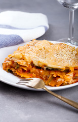 Vegetarian lasagne on the plate