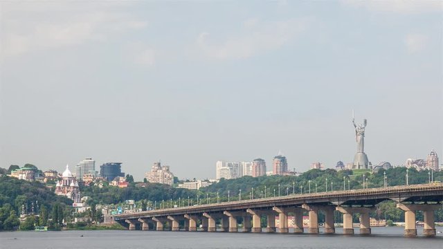 Paton bridge Kiev timelapse 4k