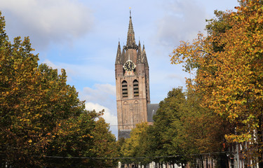 Fototapeta na wymiar Church tower of Delft, Holland