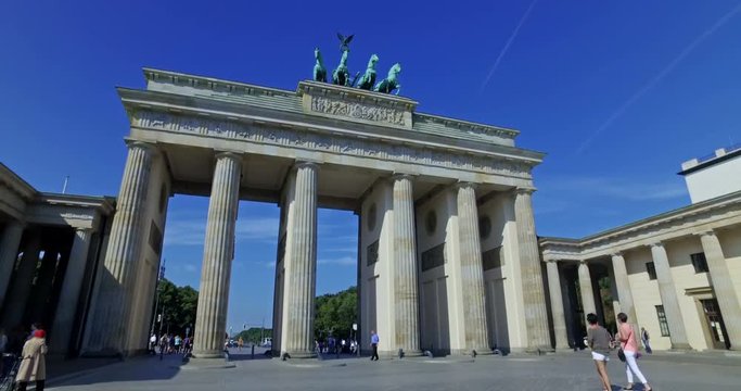 Tourists visiting Brandenburg Gate in Berlin, Germany