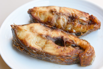 piece of nile tilapia fish grilled, thai style food