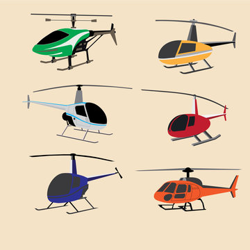 Helicopters image design set