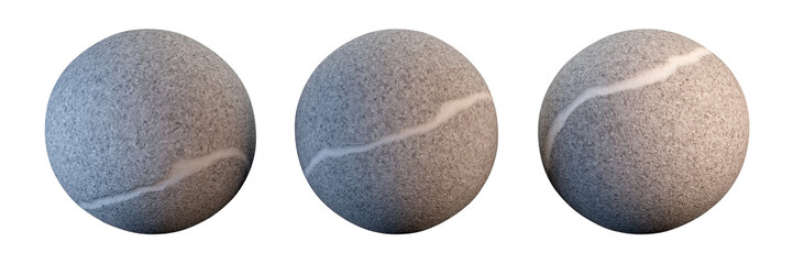 set of three spherical pebbles with diagonal lines  (isolated on a white background) © dottedyeti