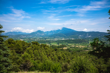 Naklejka na ściany i meble Panorama of mediterranean landscape and Mt Ventoux
