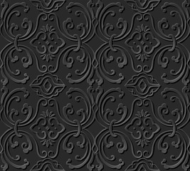 3D paper art pattern round spiral wave vine chain