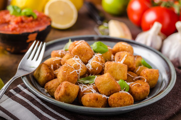 Golden fried mini croquette