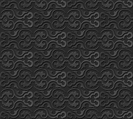 3D paper art pattern curve spiral round frame