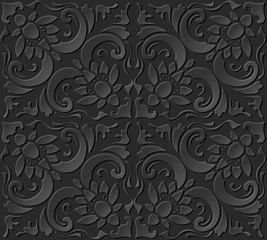 3D paper art pattern curve spiral cross flower