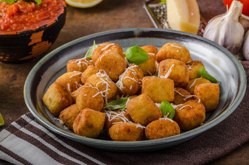 Golden fried mini croquette