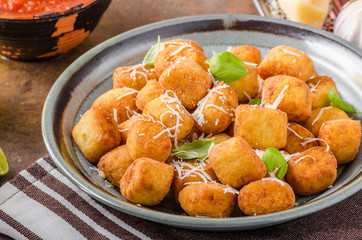 Golden fried mini croquette
