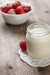 homemade yogurt and strawberries