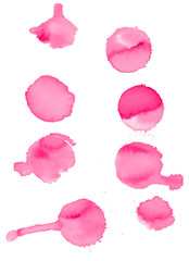 Colorful abstract watercolor circle with splashes and spatters. Modern creative watercolor background for trendy design.