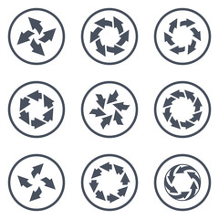 Set of arrows. Vector reload arrows. Rotation.