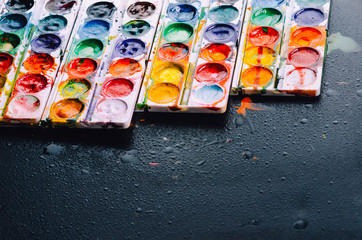 Paint watercolor on black