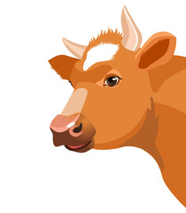Farm Animal. Cow Face Icon. Cow Face Vector Image. Cow Face on a White Background. Cute Cow. Cow Face Art. Cow Face Template.