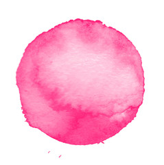 Colorful abstract watercolor circle with splashes and spatters. Modern creative watercolor background for trendy design.