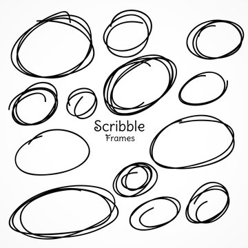 set of circles scribbles and doodles background