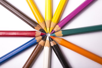 close up of various color pencils