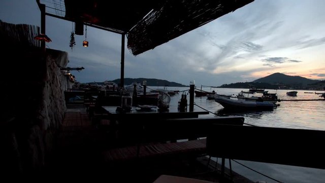 The September night in Rafailovici bay in Montenegro 