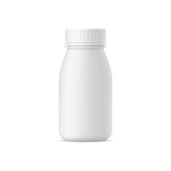 Vector realistic bottle of yogurt. Milk plastic bottle on white background