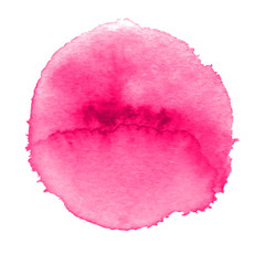 Colorful abstract watercolor circle with splashes and spatters. Modern creative watercolor background for trendy design.