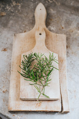 Rosemary on wooden board