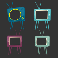 Kids Television Icons Vector Illustration