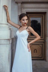 Beautiful woman posing long dress in Livadia