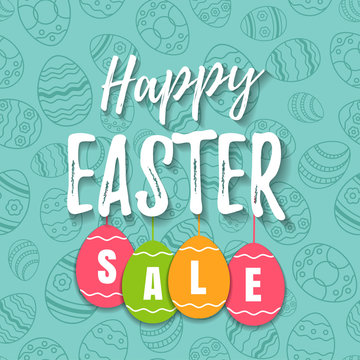 Happy easter spring sale offer, banner template.