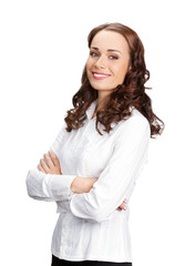 happy smiling businesswoman, isolated